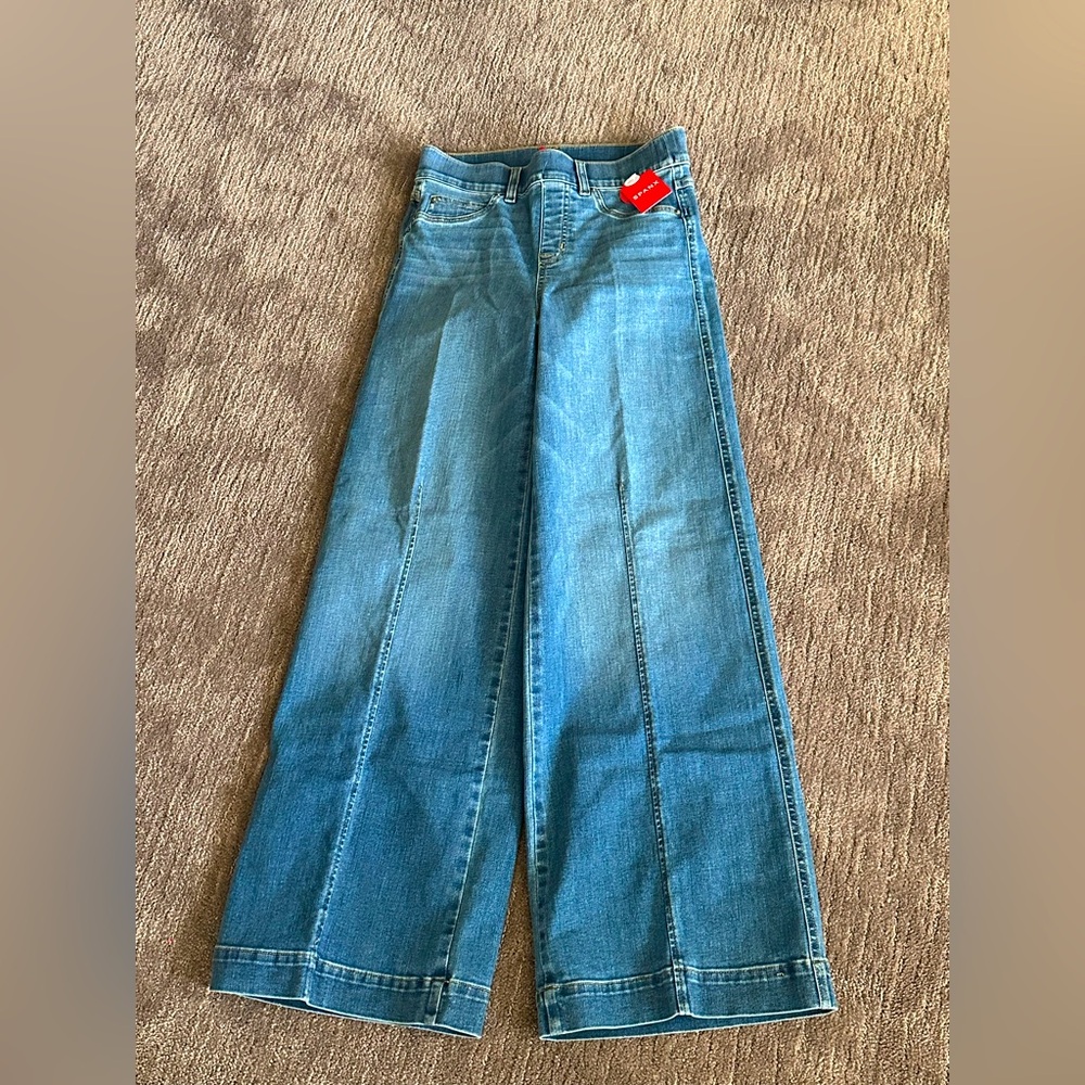 SPANX Seamed front wide leg jean in vintage indigo SMALL PETITE NWT
